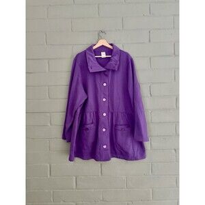 Blair Purple Button Front JacketWomen’s 2XL Stand Collar Pockets